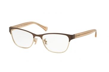 Image of Coach HC5067 Eyeglass Frames 9234-53 - Satin Brown Lt Gld/Crys Lt Brn Frame