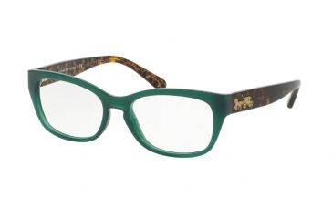 Image of Coach HC6104 Eyeglass Frames 5451-50 - Teal/dark Tort Gold Sig C Frame