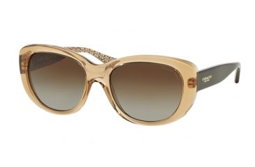 Image of Coach L071 DARCY HC8083 Sunglasses 5216T5-55 - Brown Crystal/Tort Sand Sig C Frame, Brown Gradient Polarized Lenses
