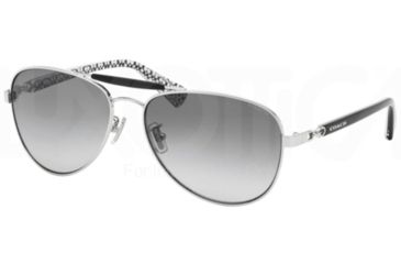 Image of Coach L078 ALTON HC7041 Sunglasses 917511-59 - Silver/Black White Sig C Frame, Grey Gradient Lenses