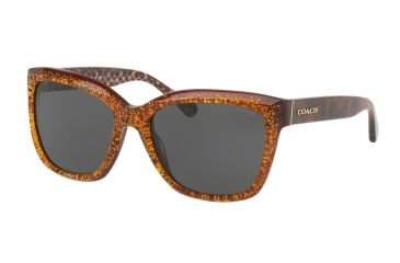 Image of Coach L1006 HC8230 Sunglasses 550487-57 - Amber Chunky Glitter Frame, Dark Grey Solid Lenses