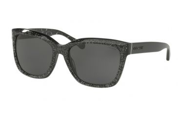 Image of Coach L1006 HC8230 Sunglasses 550587-57 - Black Chunky Glitter Frame, Dark Grey Solid Lenses