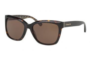 Image of Coach L1007 HC8230F Sunglasses 550773-57 - Dark Tortoise Frame, Dark Tort Gold Sig C Lenses