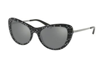 Image of Coach L1039 HC8247 Sunglasses 55206G-53 - Gunmetal Sig C Outside Frame, Gunmetal Mirror Lenses