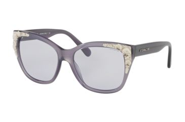 Image of Coach L1044 HC8244F Sunglasses 55221A-56 - Milky Purple Frame, Light Purple Solid Lenses