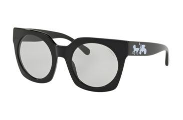 Image of Coach L1048 HC8250F Sunglasses 500287-51 - Black Solid Frame, Light Grey Solid Lenses