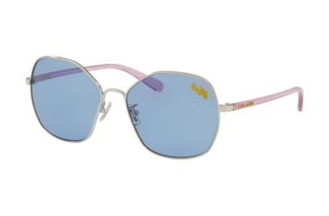 Image of Coach L1062 HC7091 Sunglasses 900180-56 - Silver Frame, Solid Blue Lenses