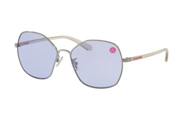 Image of Coach L1062 HC7091 Sunglasses 90041A-56 - Gunmetal Frame, Solid Purple Lenses