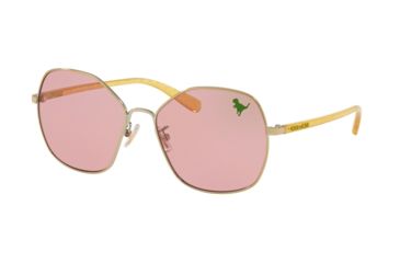 Image of Coach L1062 HC7091 Sunglasses 900584-56 - Light Gold Frame, Grape Solid Lenses