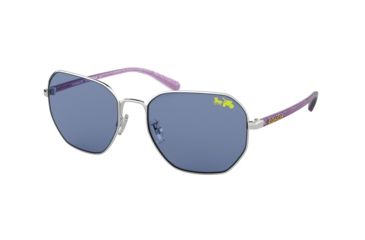 Image of Coach L1063 HC7092 Sunglasses 900180-56 - Silver Frame, Solid Blue Lenses