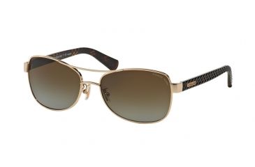 Image of Coach L129 HC7054 Sunglasses 9209T5-56 - Light Gold/Dark Tortoise Frame, Brown Gradient Polar Lenses