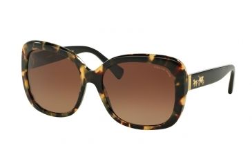 Image of Coach L139 HC8158 Sunglasses 5324T5-58 - Dark Vintage Tortoise/ Black Frame, Brown Gradient Polar Lenses