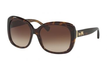 Image of Coach L139 HC8158 Sunglasses 539413-58 - Dark Tort/Dark Tort Gold Sig C Frame, Smoke Gradient Lenses