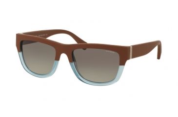 Image of Coach L159 HC8174Q Sunglasses 538111-53 - Saddle Crystal Cornflower/Saddle Frame, Grey Gradient Lenses
