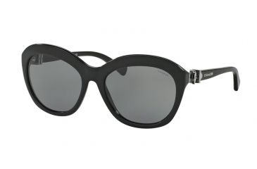 Image of Coach L1600 HC8184 Sunglasses 500287-57 - Black Frame, Grey Blue Solid Lenses