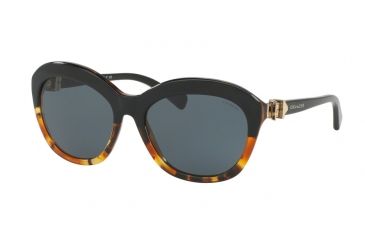 Image of Coach L1600 HC8184 Sunglasses 540487-57 - Black Tortoise Gradient/Black Frame, Dark Grey Solid Lenses
