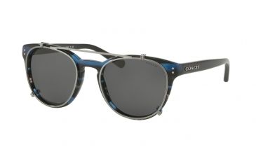 Image of Coach L1652 HC8216 Sunglasses 547787-51 - Blue Glitter Varsity Stripe Frame, Dark Grey Solid Lenses