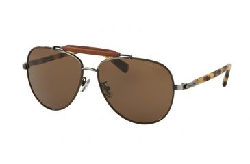 Image of Coach L614 HC7057Q Sunglasses 922073-59 - Antique Silver/Mt Vintage Tort Frame, Dark Brown Solid Lenses