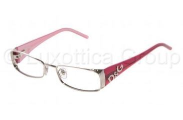 Image of D&amp;G Eyeglasses DD5037 with No-Line Progressive Rx Prescription Lenses, Select Frame Color / Lens Diameter Silver With Pink-Fuchsia Templ Frame / 50 mm Prescription Lenses