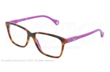 Image of D&G VIBRANT COLOURS DD1238 Single Vision Prescription Eyeglasses 2608-5215 - Havana On Violet Frame