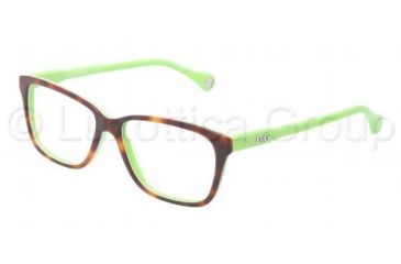 Image of D&G VIBRANT COLOURS DD1238 Prescription Eyeglasses 2687-5215 - Havana On Green Frame, Demo Lens Lenses