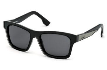 Image of Diesel DL0071 Sunglasses - Shiny Black Frame Color, Smoke Lens Color