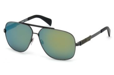 Image of Diesel DL0088 Sunglasses - Shiny Palladium Frame Color, Green Mirror Lens Color