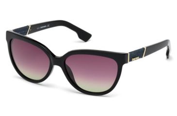 Image of Diesel DL0102 Sunglasses - Shiny Black Frame Color, Brown Gradient Lens Color