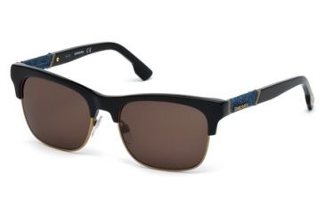 Image of Diesel DL0118 Sunglasses - Shiny Black Frame Color, Roviex Lens Color