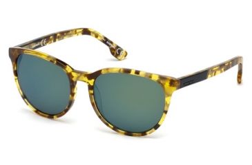 Image of Diesel DL0123 Sunglasses - Blonde Havana Frame Color, Green Mirror Lens Color