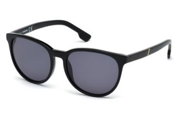 Image of Diesel DL0123 Sunglasses - Shiny Black Frame Color, Green Lens Color