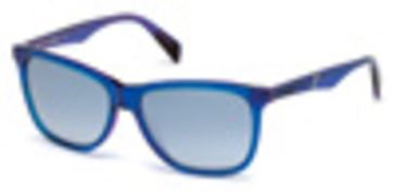 Image of Diesel DL0222 Sunglasses - Blue Frame Color, Smoke Mirror Lens Color