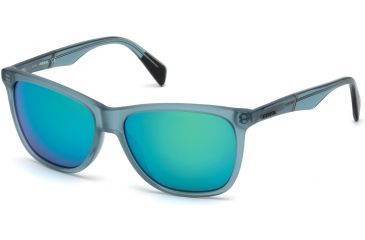 Image of Diesel DL0222 Sunglasses - Shiny Turquoise Frame Color, Green Mirror Lens Color