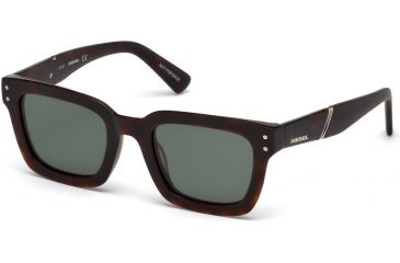 Image of Diesel DL0231 Eyewear - Unisex - Sunglasses - Dark Havana Frame Color, Green Lens Color