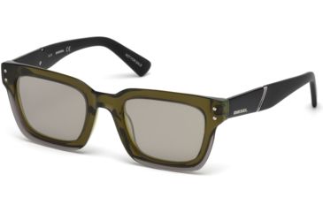 Image of Diesel DL0231 Eyewear - Unisex - Sunglasses - Light Green Frame Color, Green Mirror Lens Color