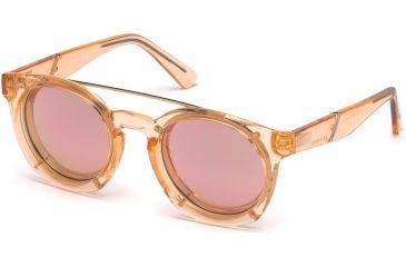 Image of Diesel DL0251 Eyewear - Unisex - Sunglasses - Shiny Pink Frame Color, Gradient Or Mirror Violet Lens Color