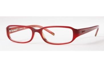 Image of DKNY Eyeglass Frames Bifocal DY4550-3019-5216 with Lined Bi-Focal Rx Prescription Lenses 52 mm Lense Diameter / Top Red On Transparent Frame