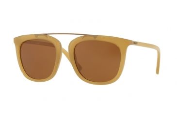 Image of DKNY DY4146 Sunglasses 373373-53 - Brown / Yellow Frame, Brown Solid Lenses