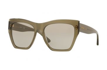 Image of DKNY DY4156 Sunglasses 3767/3-58 - Olive Transparent Frame, Light Smoke Solid Lenses