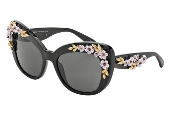 Image of Dolce&amp;Gabbana ALMOND FLOWERS DG4230 Sunglasses 501/87-54 - Black Frame, Gray Lenses