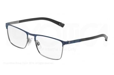 Image of Dolce&amp;Gabbana BASALTO COLLECTION DG1259 Single Vision Prescription Eyeglasses 1158-53 - Matte Blue/Gunmetal Frame