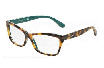 Image of Dolce&Gabbana CONTEMPORARY DG3215 Single Vision Prescription Eyeglasses 2891-52 - Top Havana On Petroleum Frame