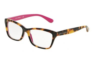 Image of Dolce&Gabbana CONTEMPORARY DG3215 Single Vision Prescription Eyeglasses 2892-52 - Top Havana On Cyclamen Frame