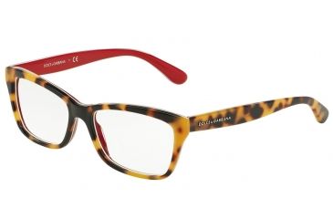 Image of Dolce&Gabbana CONTEMPORARY DG3215 Single Vision Prescription Eyeglasses 2893-52 - Top Havana On Red Frame
