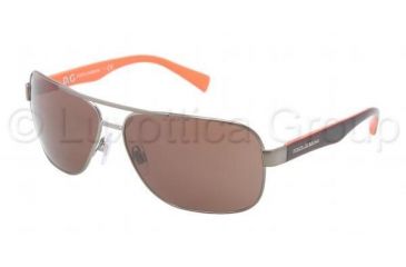 Image of Dolce&amp;Gabbana CONTRAST DG2120P Sunglasses 117073-6413 - Gunmetal Frame, Brown Lenses