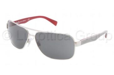 Image of Dolce&amp;Gabbana CONTRAST DG2120P Sunglasses 117287-6413 - Silver Frame, Gray Lenses