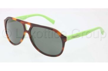 Image of Dolce&amp;Gabbana CONTRAST DG4169P Sunglasses 268771-6112 - Top Havana / Green Frame, Green Lenses