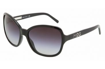 Image of Dolce&amp;Gabbana DG4107 Bifocal Sunglasses - Shiny Black Gray Gradient Frame / 61 mm Prescription Lenses, 501-8G-6117