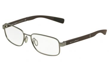 Image of Dolce&amp;Gabbana DG1281 Single Vision Prescription Eyeglasses 1262-53 - Gunmetal Rubber Frame