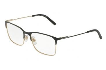 Image of Dolce&amp;Gabbana DG1289 Progressive Prescription Eyeglasses 1305-52 - Matte Black/Pale Gold Frame